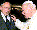 Pope reunited with boyhood soccer friend Jerzy Kluger, a survivor of the Holocaust