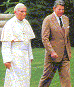 Pope and President Ronald Reagan at the Vatican - photo from The Catholic World Report, Nov 1999