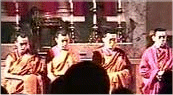 Tibetan monks on the altar steps of St. Adalbert's Basilica
